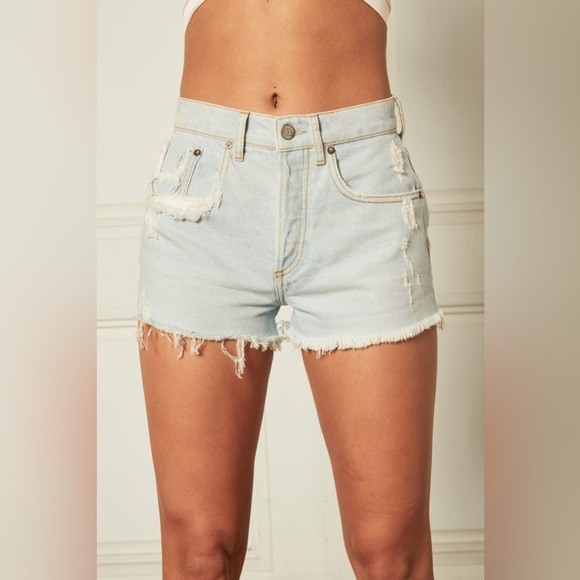Boyish Cody High-Rise Distressed Denim Shorts Light Wash - Size 26 - Picture 4 of 16